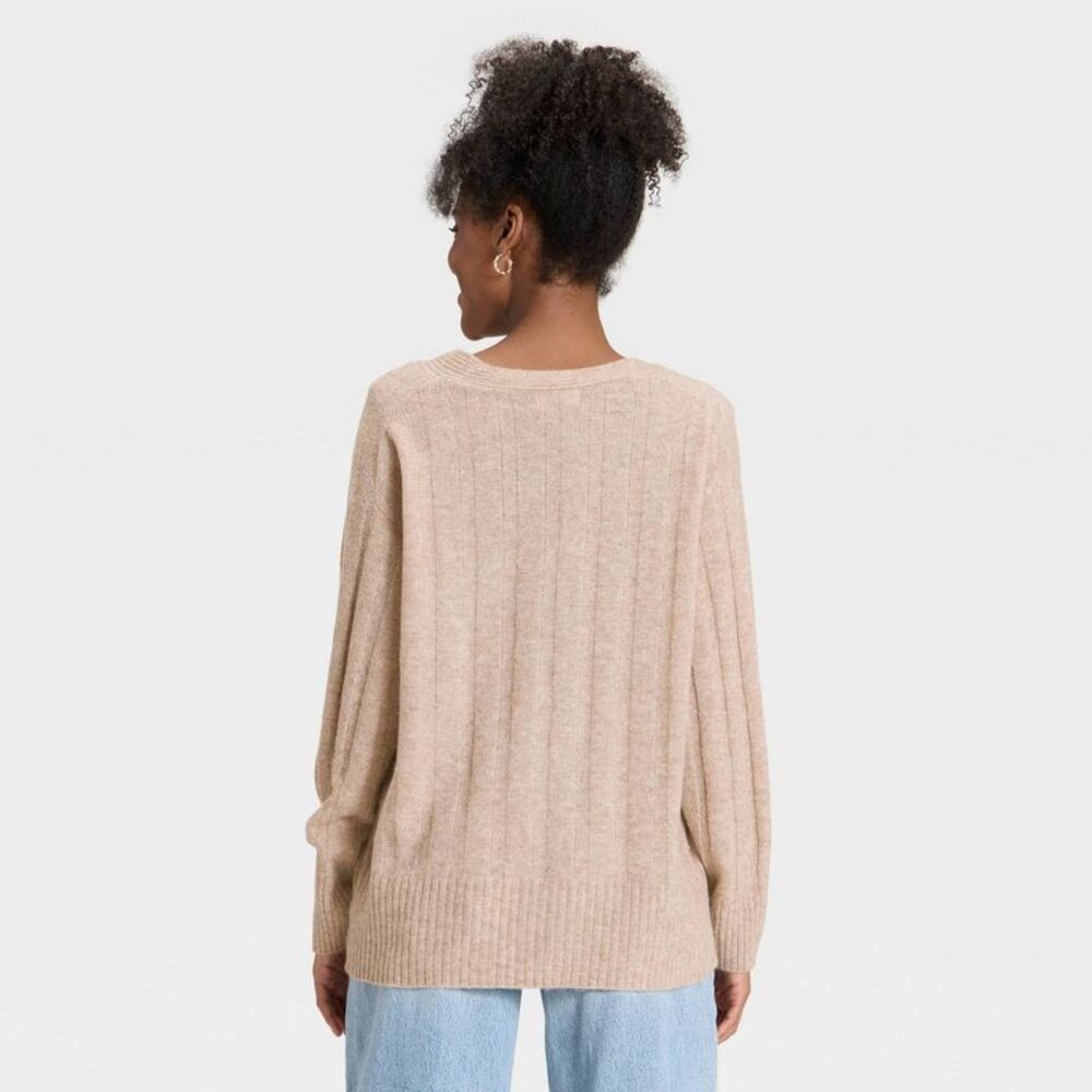 Universal Thread - Women's Knit Ribbed Cardigan - Universal Thread Ta Beige - Picture 2 of 3